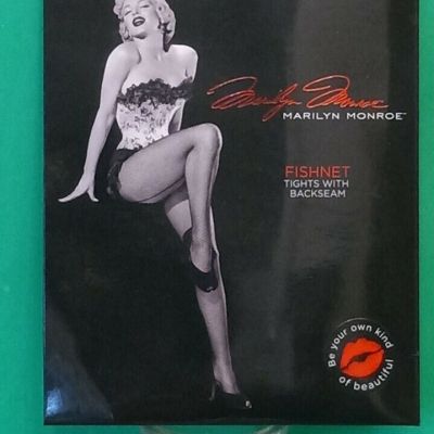 Marilyn Monroe Black Fishnet Fish Net  Backseam Nylons Women's size B